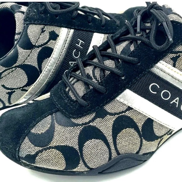 COACH Women's Jayme Signature Black and Silver Canvas Athletic Shoes USA Size 7M - Picture 16 of 16